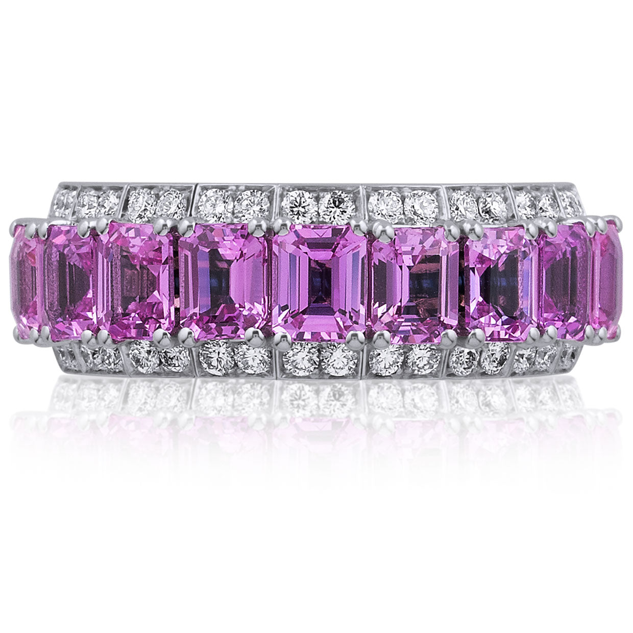 Picchiotti - Xpandable™ Octagonal Pink Sapphire and Diamond Half Way Ring in 18K White Gold 5.07 cttw - Jackson Hole Jewelry Company