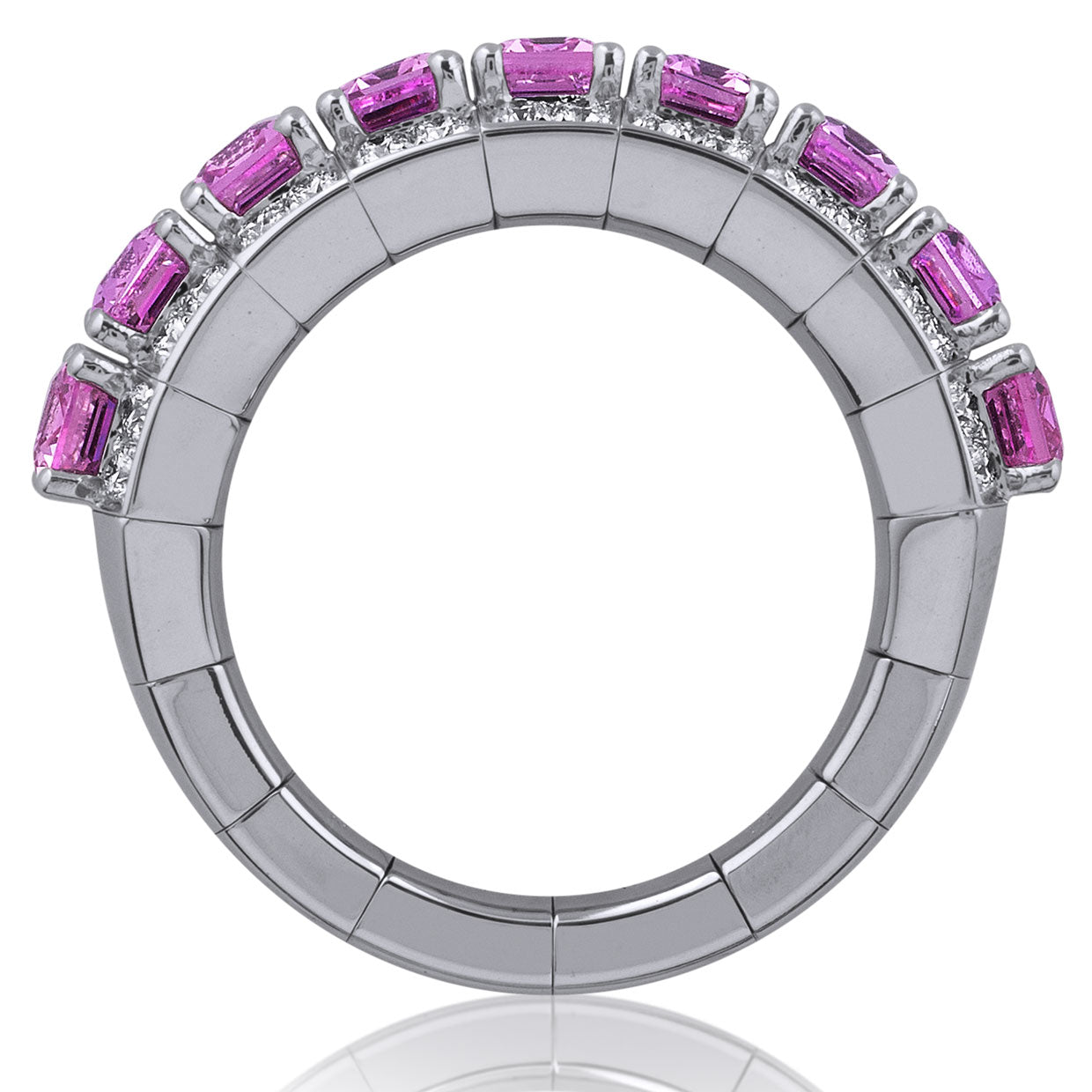 Picchiotti - Xpandable™ Octagonal Pink Sapphire and Diamond Half Way Ring in 18K White Gold 5.07 cttw - Jackson Hole Jewelry Company