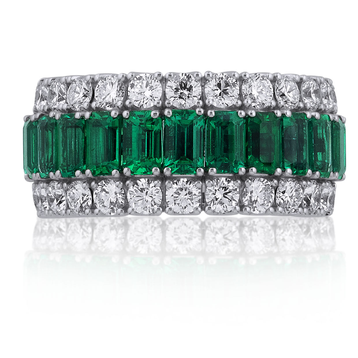 Picchiotti - Xpandable™ Emerald and White Diamond Ring in 18K White Gold - Jackson Hole Jewelry Company