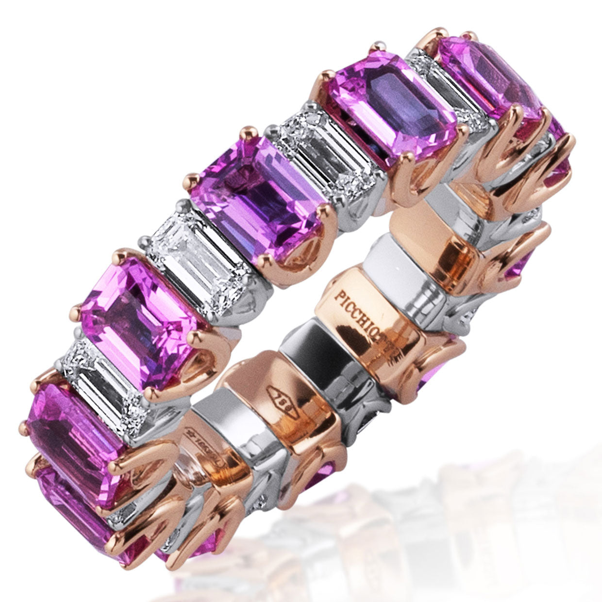 Picchiotti - Xpandable™ Octagonal Pink Sapphire and Diamond Ring in 18K White and Rose Gold - Jackson Hole Jewelry Company
