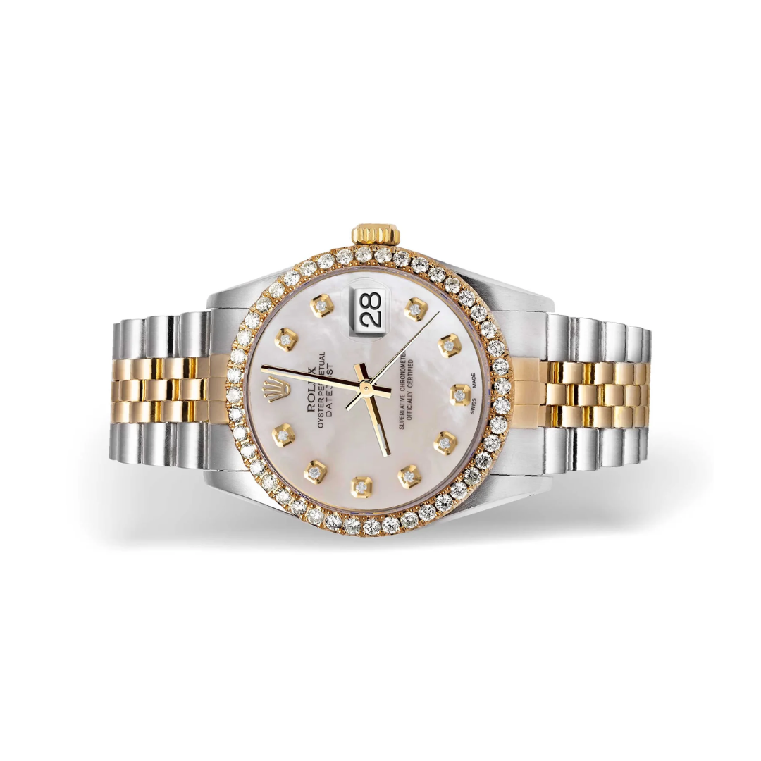 Rolex Datejust Lady 28mm Mother of Pearl Diamond Dial with Diamond Bezel in Steel and Yellow Gold on Jubilee - Jackson Hole Jewelry Company