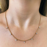 Rose Gold Ball Chain with Pear Shape Diamonds - Jackson Hole Jewelry Company