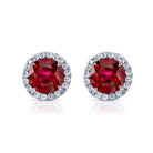 Omi Privé - Ruby & Diamond Stud Earrings in Platinum - Jackson Hole Jewelry Company