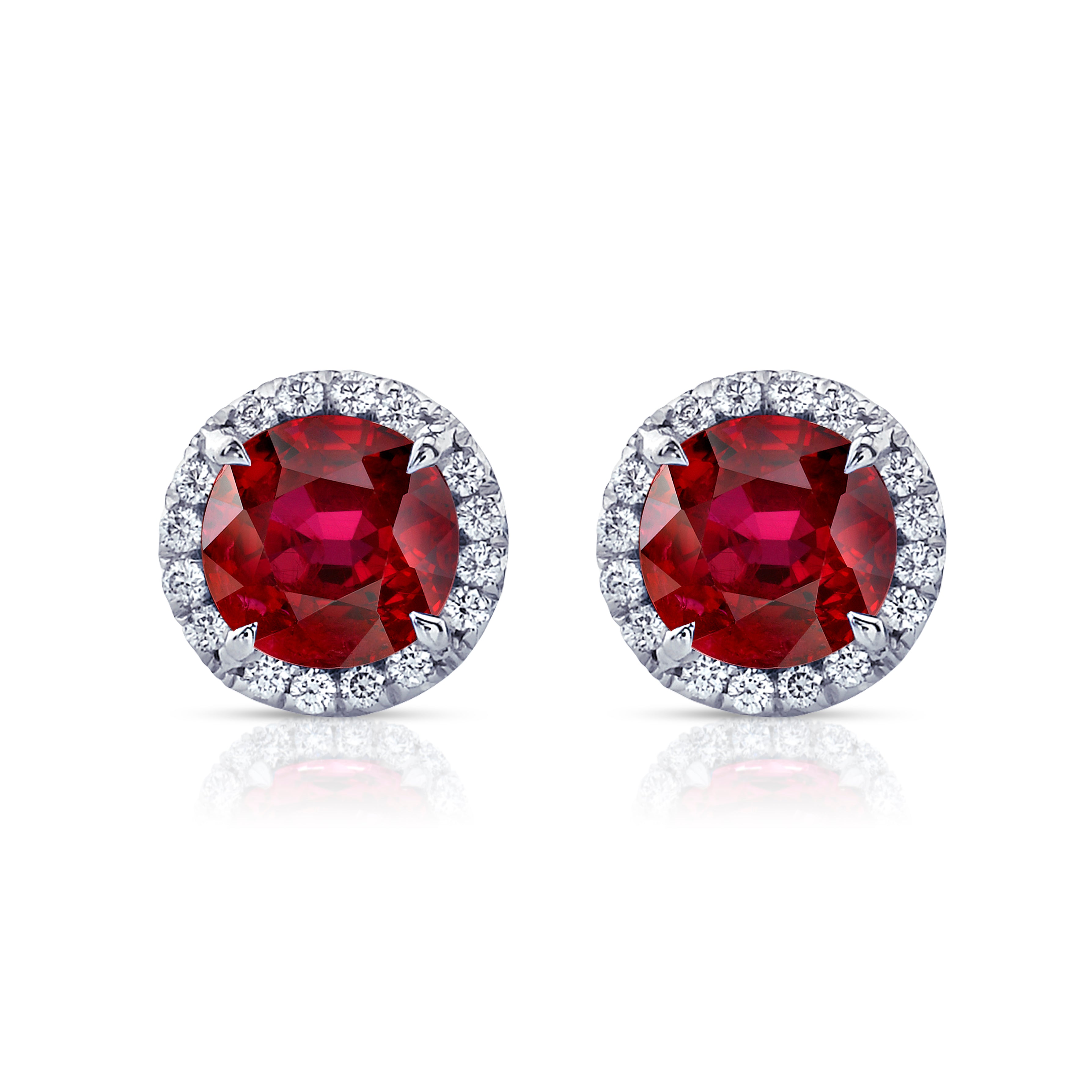 Omi Privé - Ruby & Diamond Stud Earrings in Platinum - Jackson Hole Jewelry Company