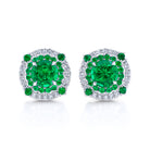 Omi Privé - Emerald & Diamond Stud Earrings in Platinum - Jackson Hole Jewelry Company