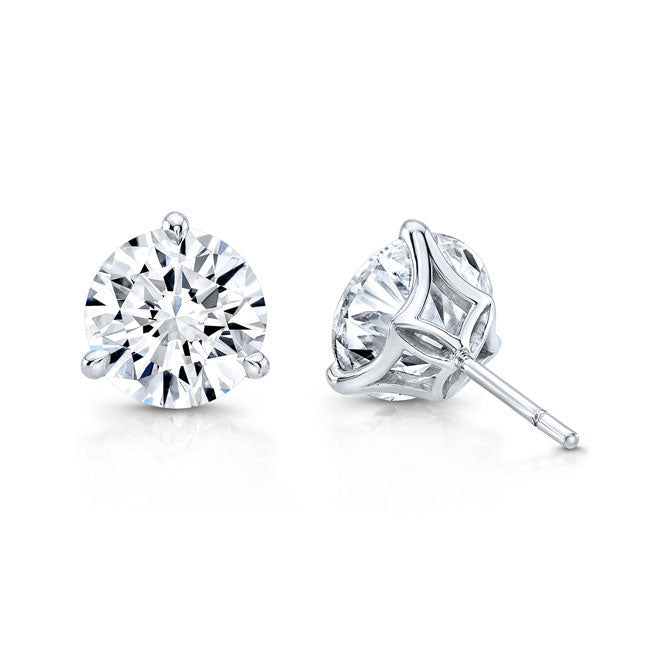 18K White Gold Signature Round Diamond Stud Earrings – 6.03 Carats - Jackson Hole Jewelry Company