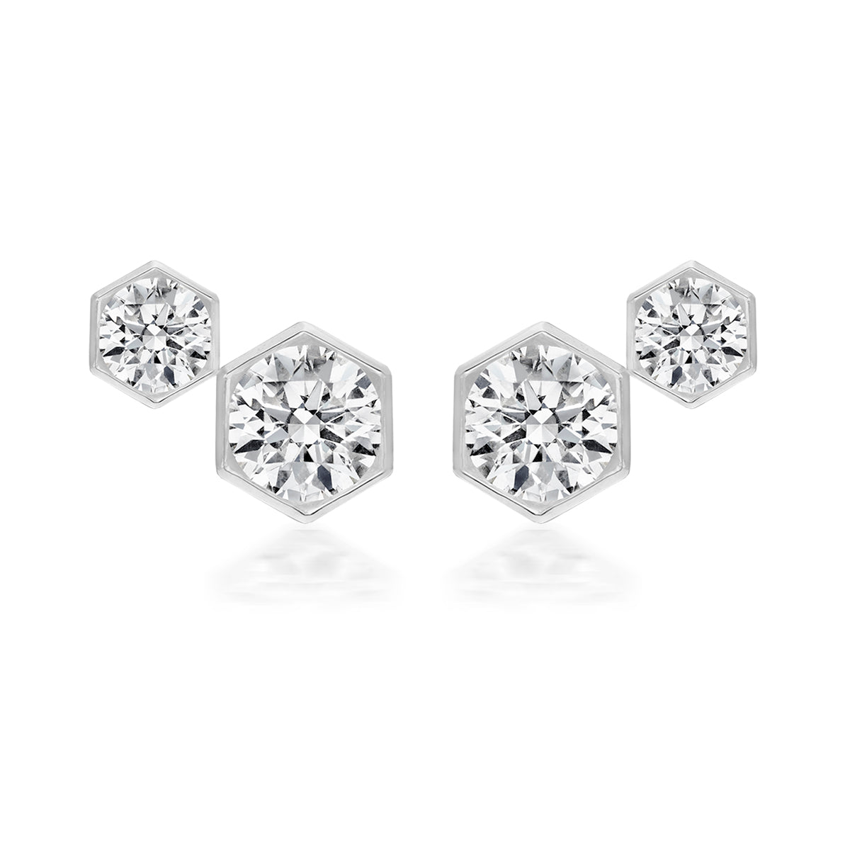 Broadway Collection 18K Gold Hexagonal White Diamond Studs - 1.00 CTTW - Jackson Hole Jewelry Company