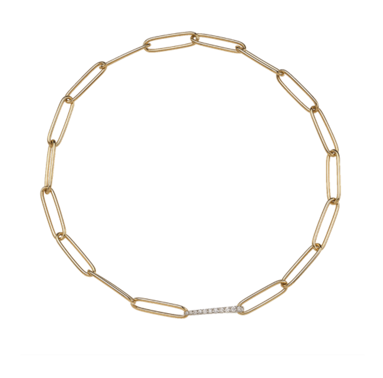 CHANTECLER 18K YELLOW AND WHITE GOLD COLLANA MAGLIE OVALI PAPER CLIP NECKLACE WITH DIAMONDS - Jackson Hole Jewelry Company