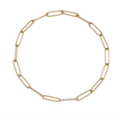 CHANTECLER 18K YELLOW AND WHITE GOLD COLLANA MAGLIE OVALI PAPER CLIP NECKLACE WITH DIAMONDS - Jackson Hole Jewelry Company