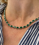 Emerald Line Necklace and Round Diamonds set in 18K White Gold - Jackson Hole Jewelry Company