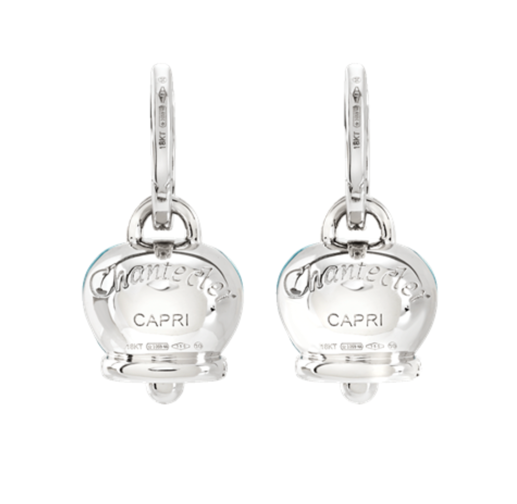 Chantecler Campanelle Earrings – 18K White Gold with Diamonds & Hand-Faceted Sky Blue Topaz - Jackson Hole Jewelry Company