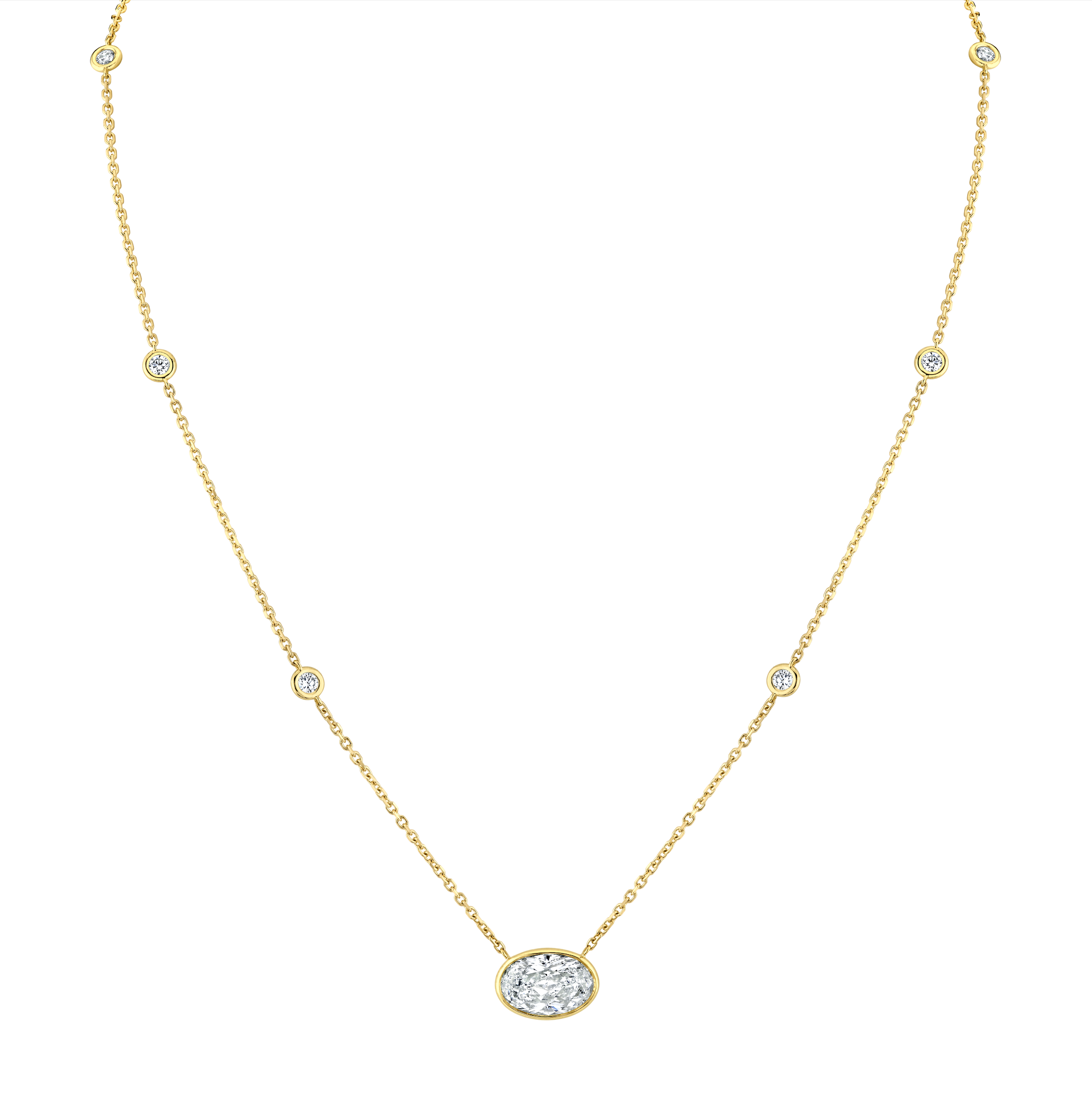 18k Yellow Gold Oval Diamond Pendant 3.01 Ctw - Jackson Hole Jewelry Company