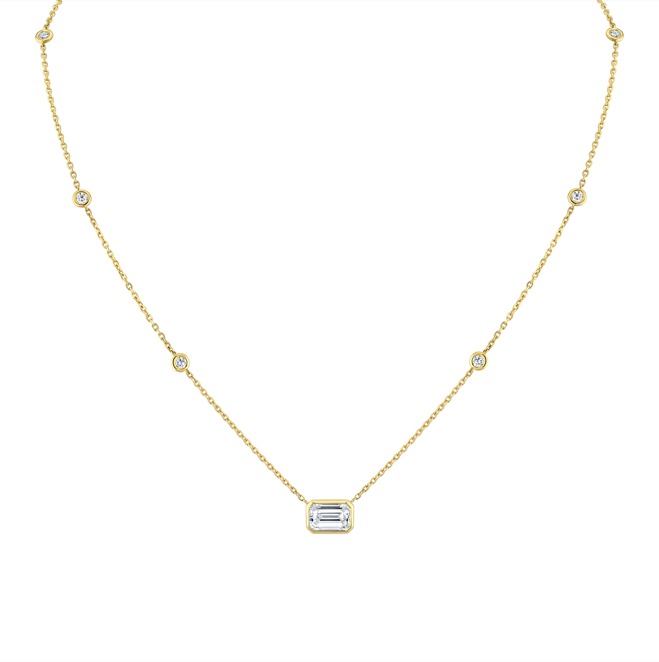 18K Yellow Gold Emerald Cut Diamond Pendant Necklace – 2.10 CT - Jackson Hole Jewelry Company