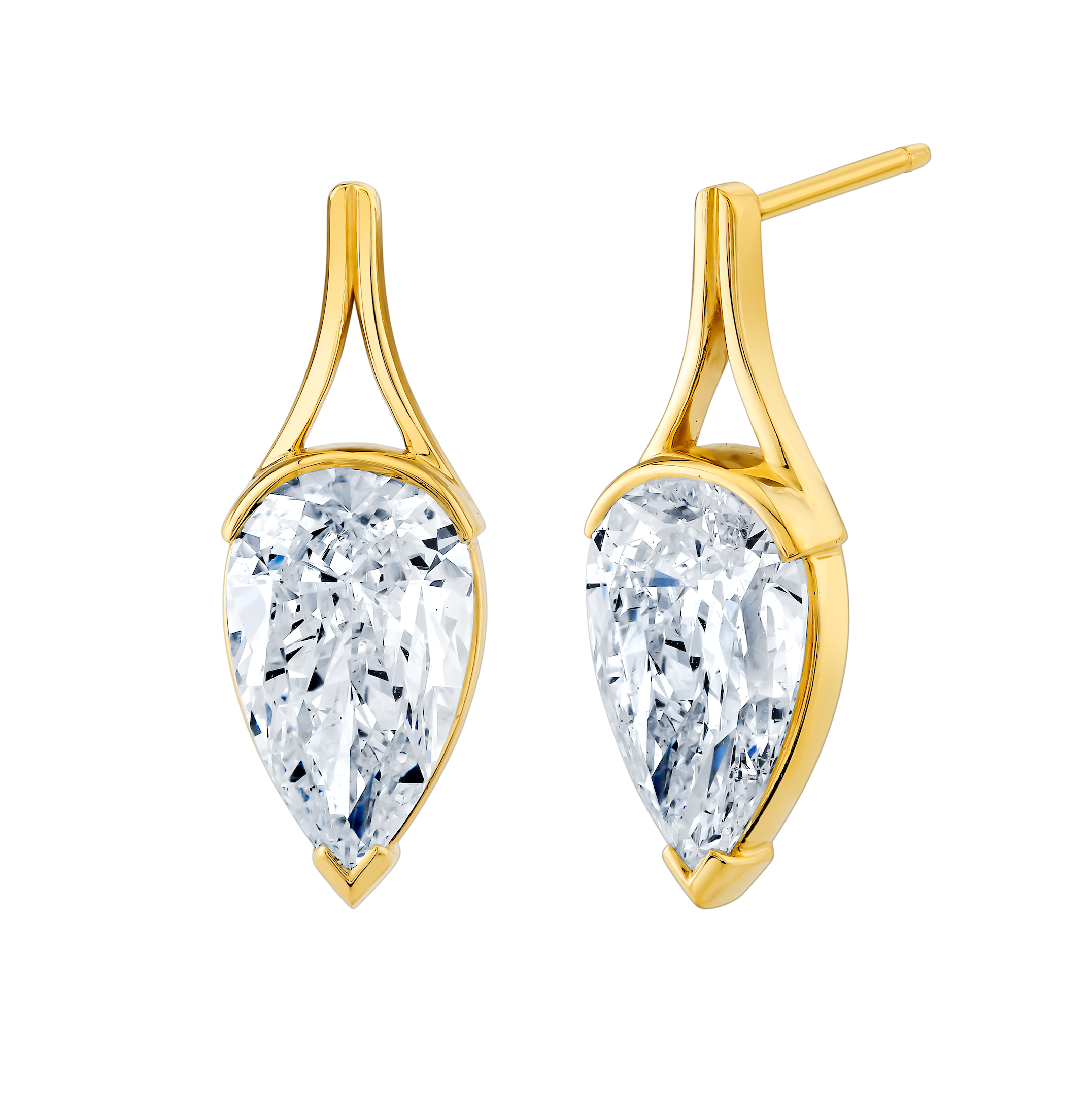 18K Yellow Gold Pear Shape Diamond Drop Earrings – 6.16 CTTW - Jackson Hole Jewelry Company
