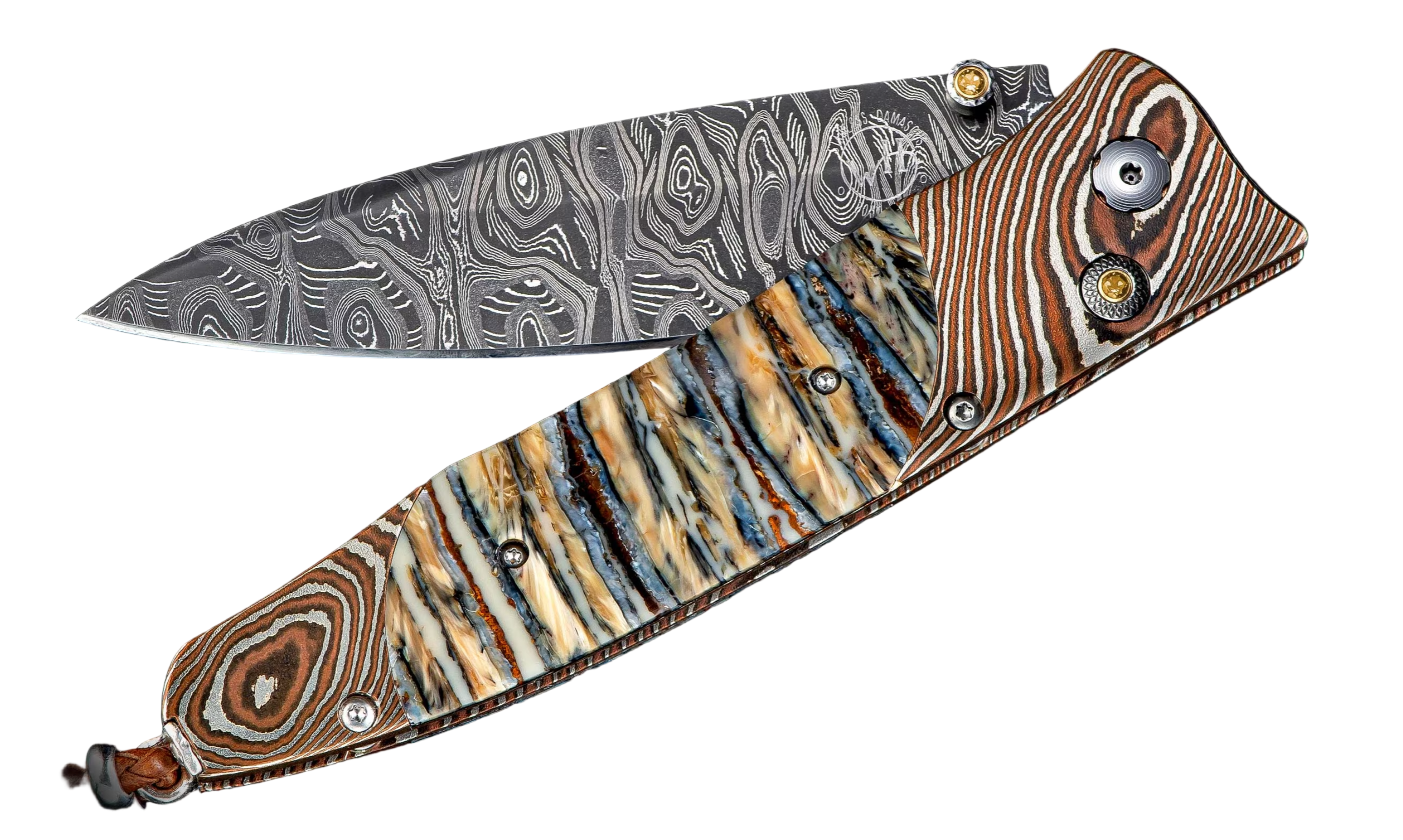 William Henry – Relic Pocketknife with Mokume Gane, Damascus & Fossil Woolly Mammoth Tooth - Jackson Hole Jewelry Company