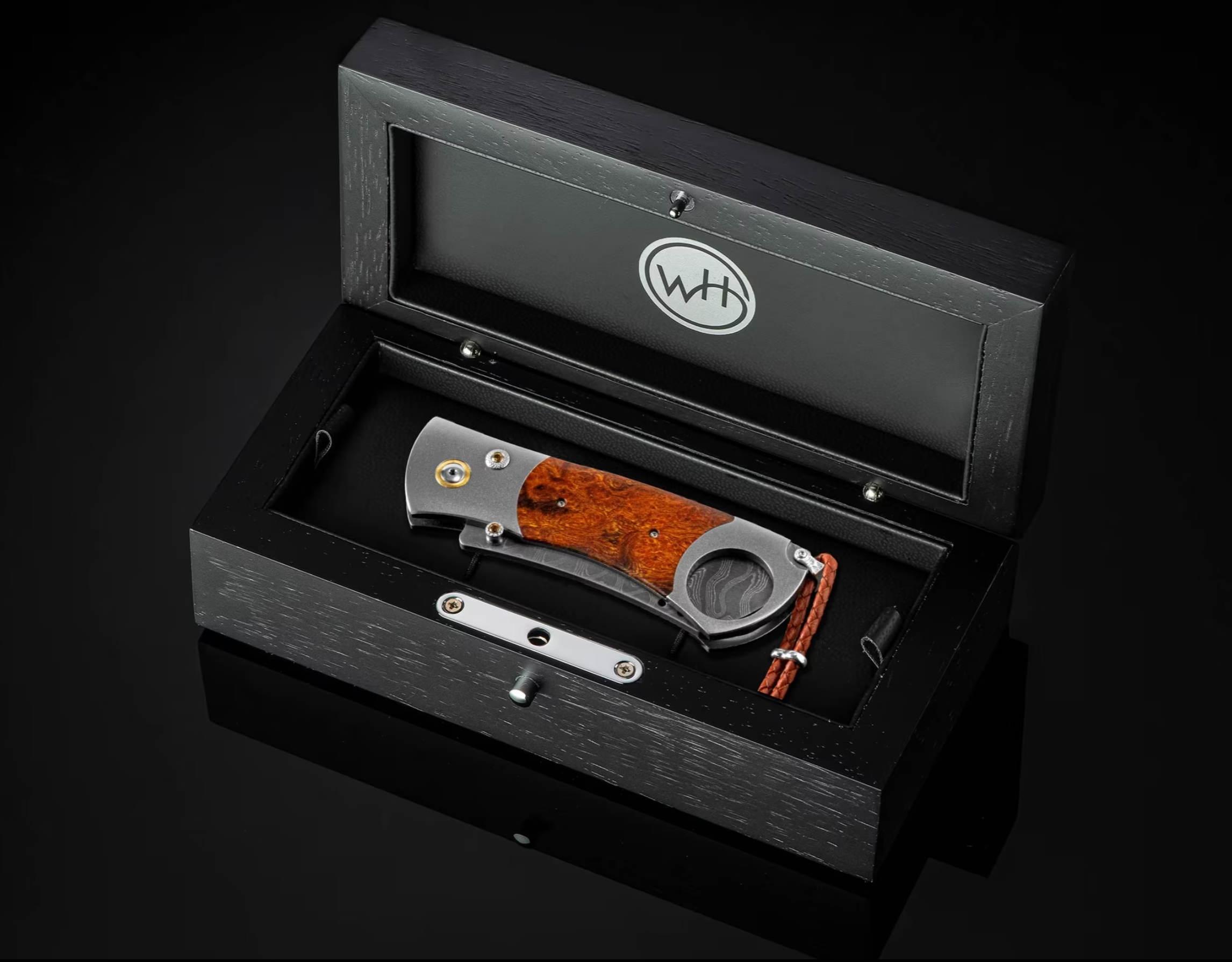 William Henry – Mesa Titanium Cigar Cutter with Desert Ironwood & Damascus Blade - Jackson Hole Jewelry Company