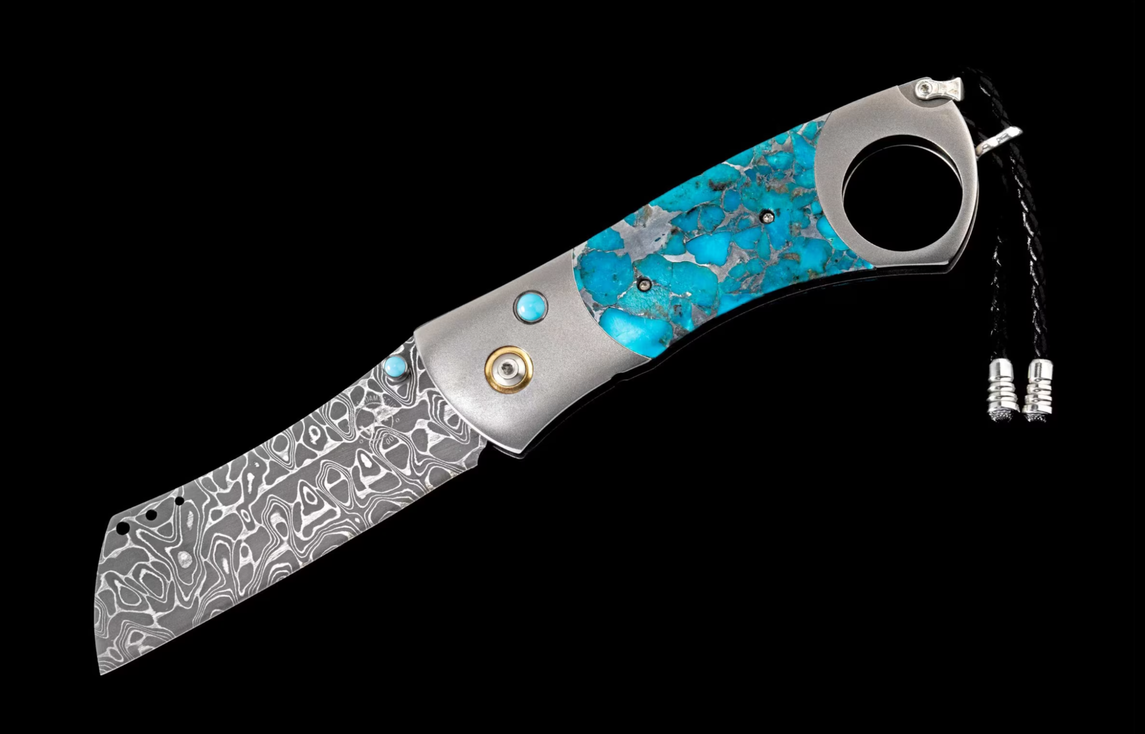 William Henry – “Kingman” Titanium Cigar Cutter with Turquoise & Damascus Blade - Jackson Hole Jewelry Company