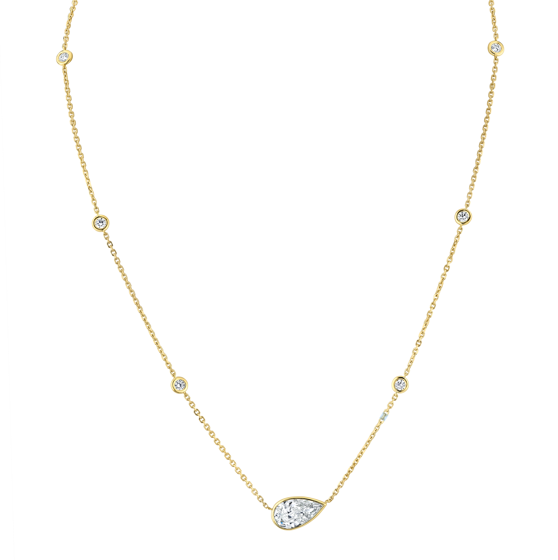 Pear Shaped Diamond Pendant with 18K Yellow Gold Chain - Jackson Hole Jewelry Company