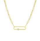 14K YELLOW GOLD FANCY PAPER CLIP NECKLACE WITH .05CT DIAMOND - Jackson Hole Jewelry Company