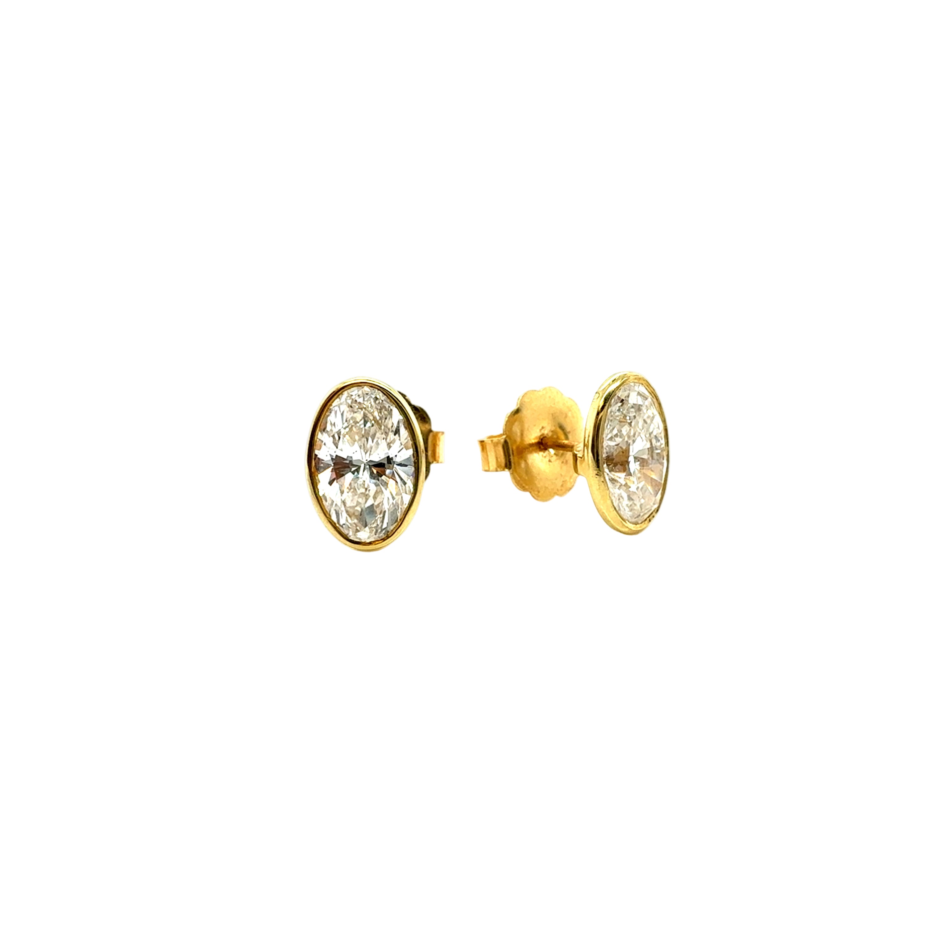 Oval Cut Diamond Stud Earrings with 18K Yellow Gold - Jackson Hole Jewelry Company