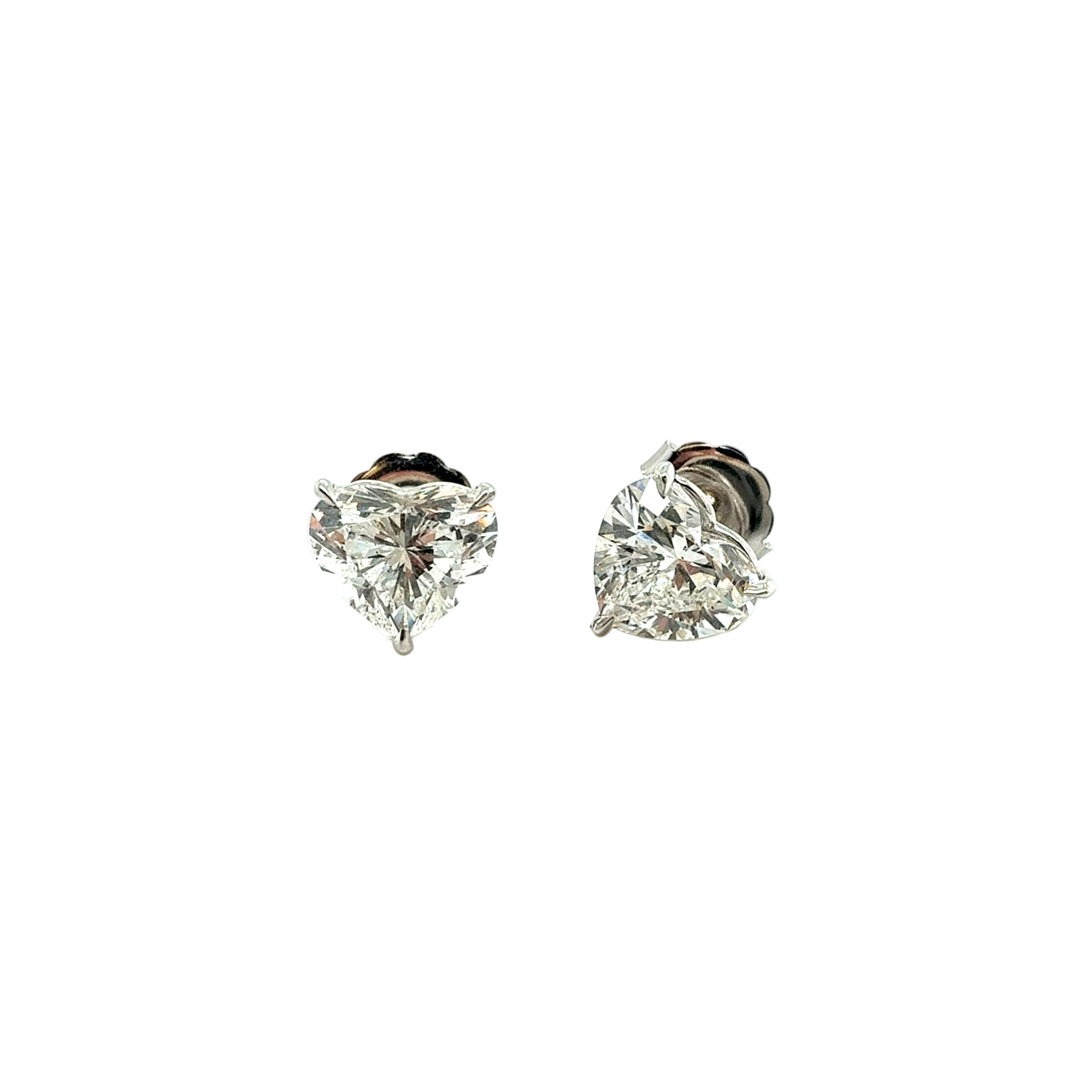Heart Shape Diamond Stud Earrings with 18K White Gold - Jackson Hole Jewelry Company