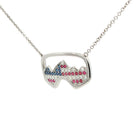 USA SKi goggle Diamond Necklace with Rubies and Sapphires in 18K White Gold - Jackson Hole Jewelry Company
