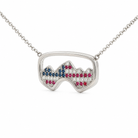 USA Ski Goggle Diamond Necklace with Rubies and Sapphires in 18K White Gold - Jackson Hole Jewelry Company