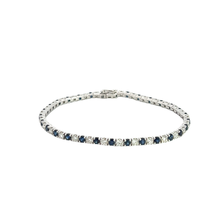 BLUE SAPPHIRE AND DIAMOND TENNIS BRACELET - Jackson Hole Jewelry Company