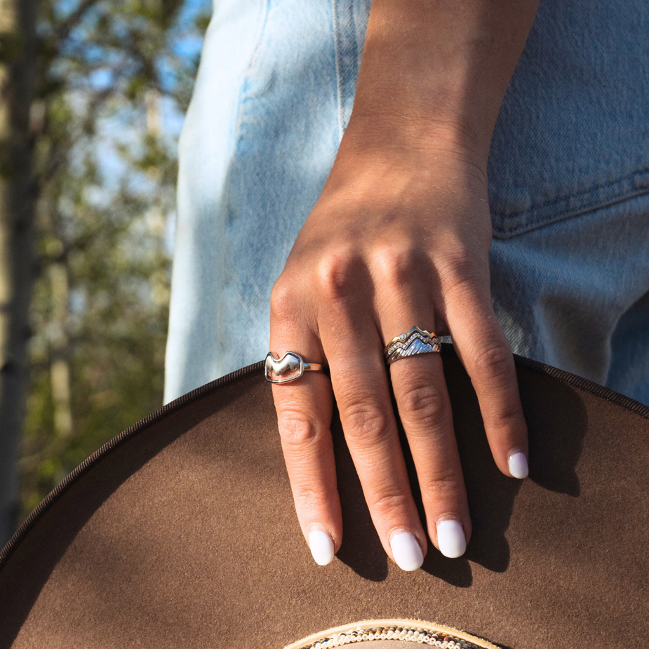 14K Rose Gold Duo Teton Stacking Ring™ (Two Ring Set) – Jackson Hole ...