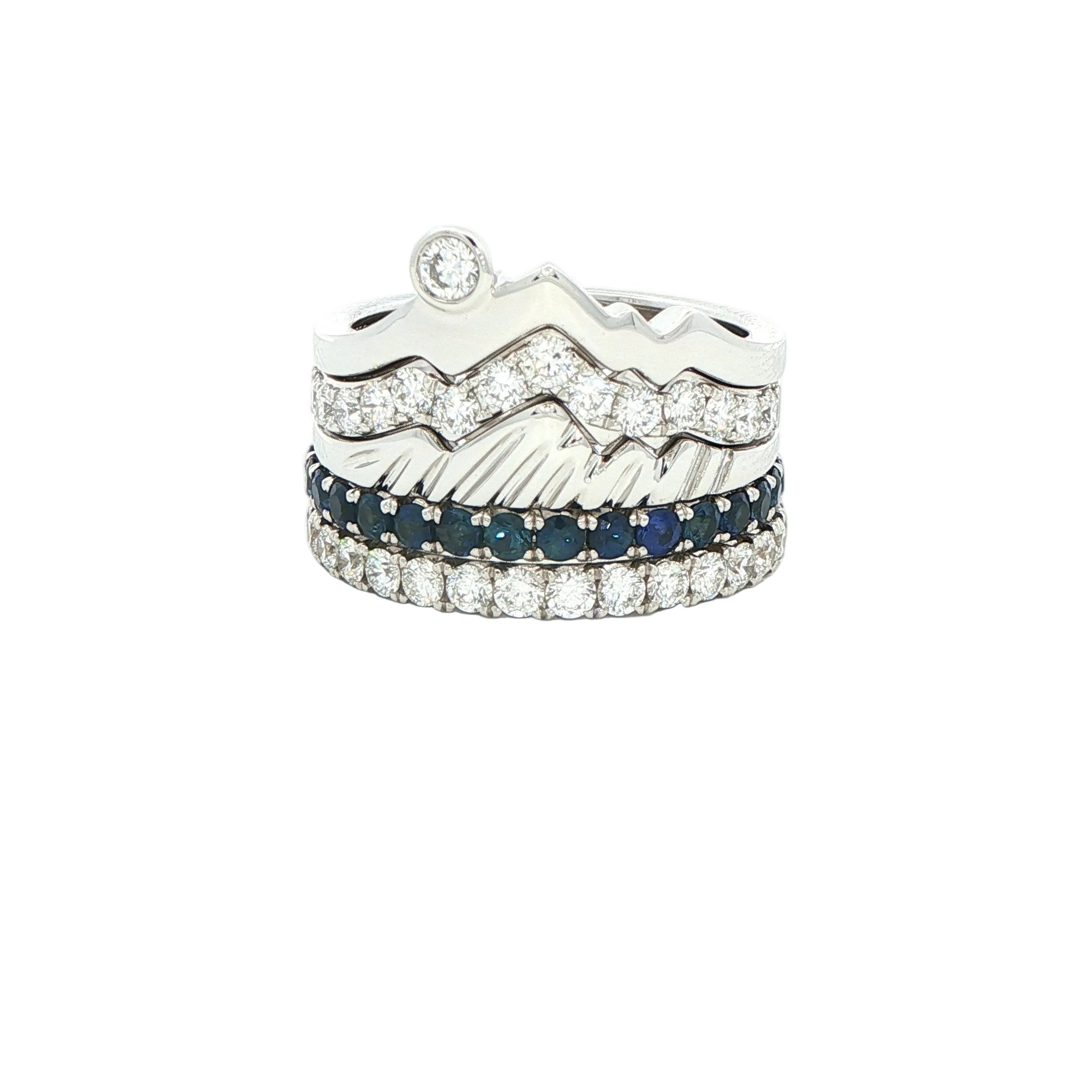 LUXE Edition - Sunset Snake River Winter Teton Stacking Rings™ - Jackson Hole Jewelry Company