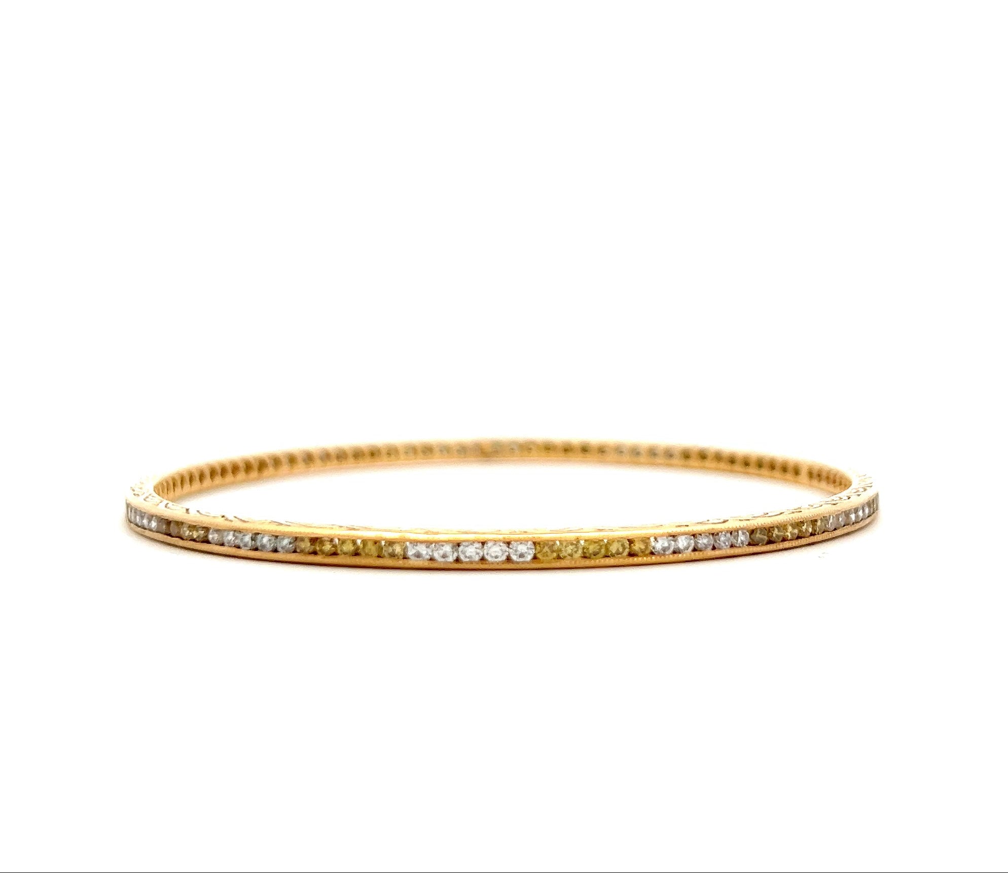 VIVAAN WHITE AND YELLOW DIAMOND BANGLE IN 18K YELLOW GOLD - Jackson Hole Jewelry Company