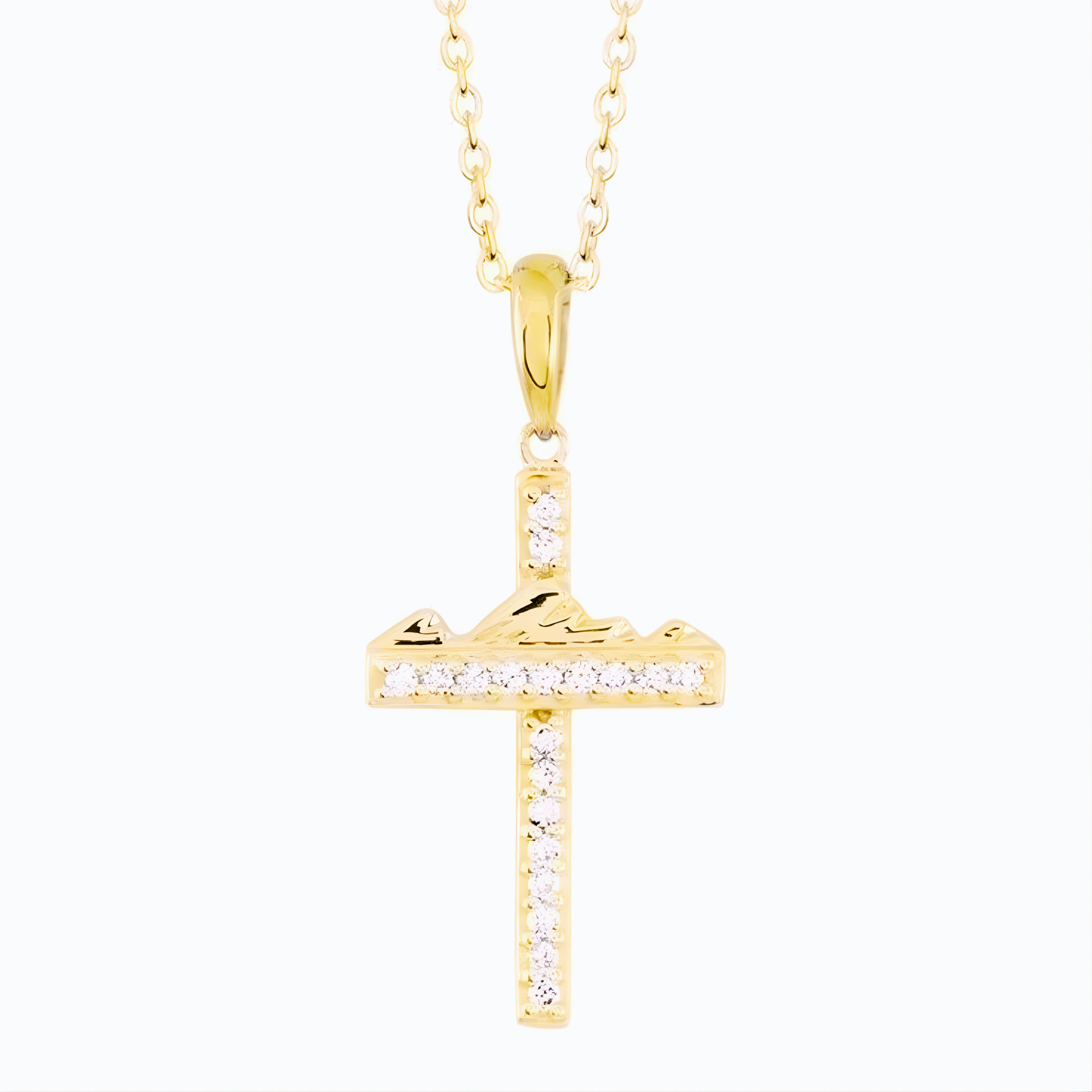 Teton Cross Necklace in 18K Gold with Diamond Pavé - Jackson Hole Jewelry Company