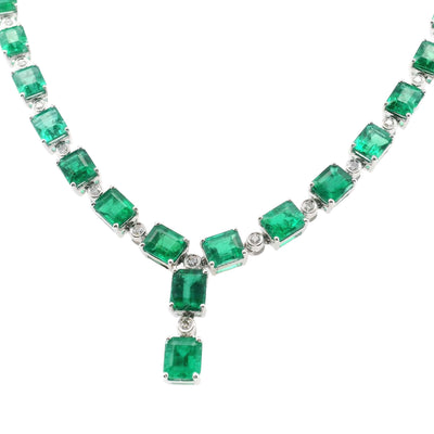 Emerald Drop with Diamond Accent Necklace - Jackson Hole Jewelry Company