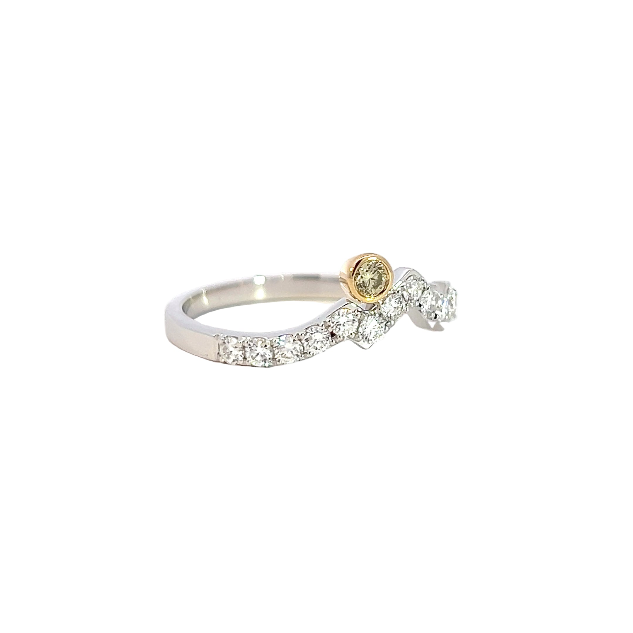 Teton Sunset Ring – Fancy Yellow Diamond & White Diamonds with 18K White & Yellow Gold - Jackson Hole Jewelry Company