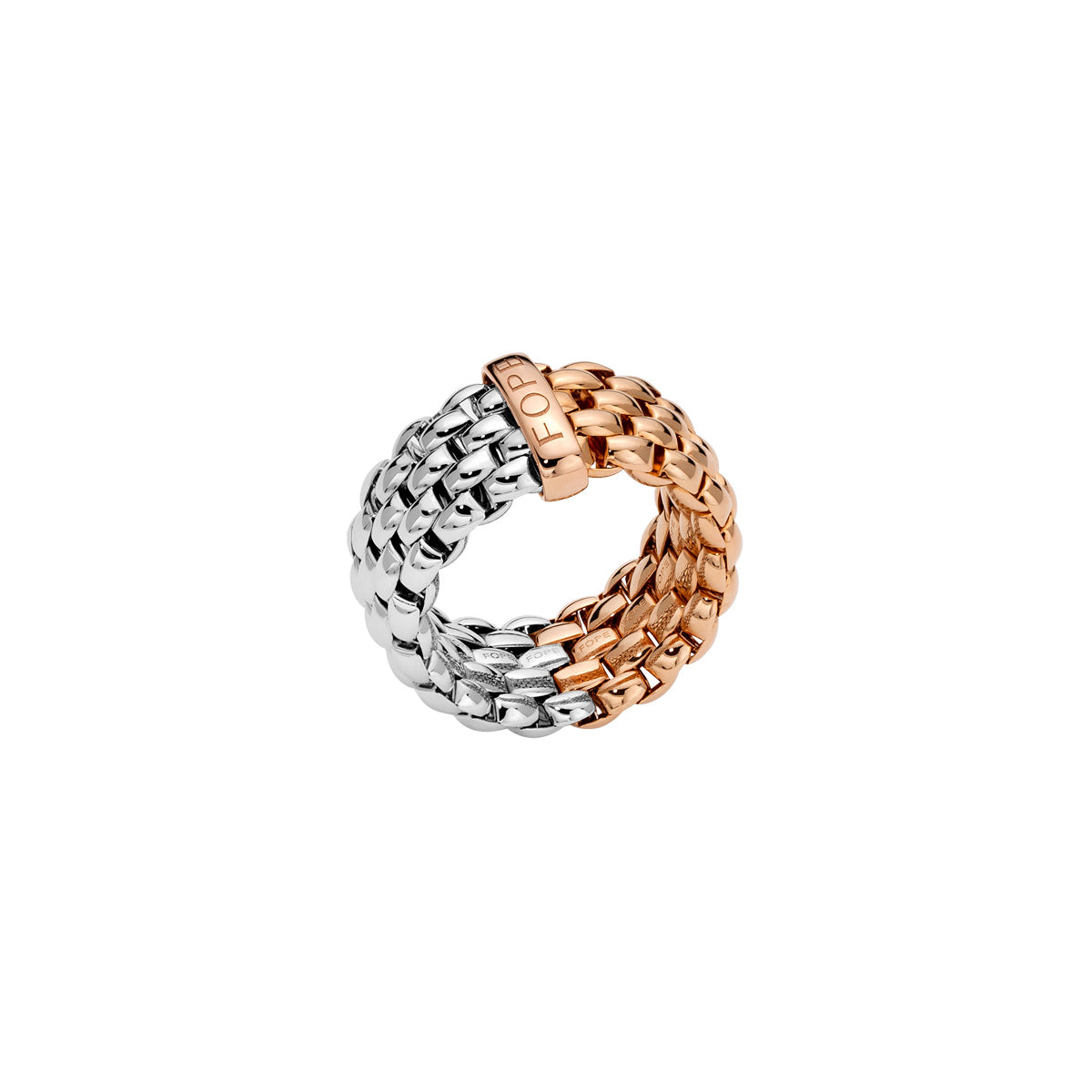 FOPE ESSENTIALS 18K Gold Bicolor Flex'it Ring With Oval Mesh