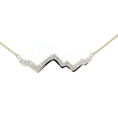 LUXE EDITION: 14K Yellow Gold Teton Outline Necklace With Diamonds - Jackson Hole Jewelry Company