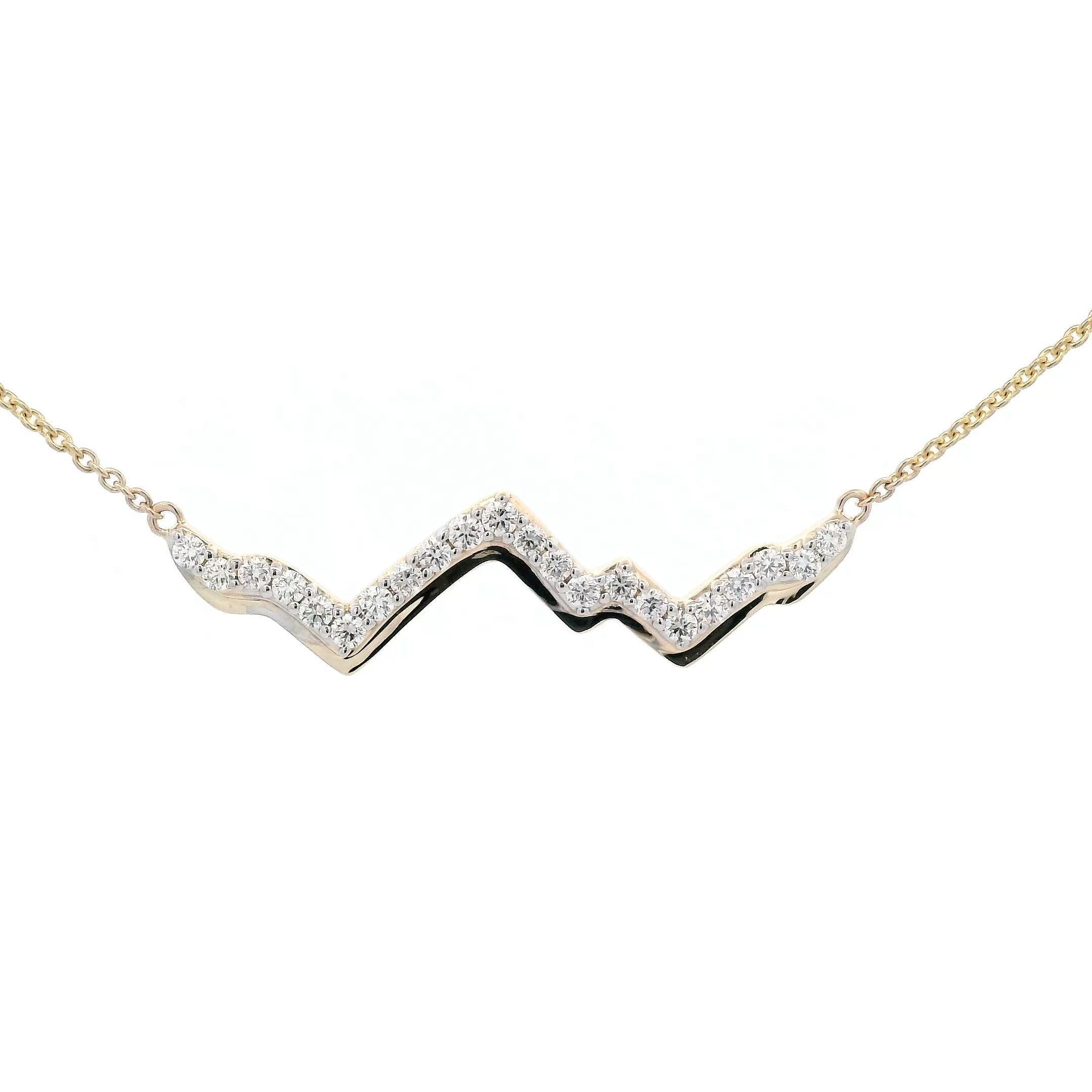 LUXE EDITION: 18K Gold Teton Peak Outline Necklace With Diamonds - Jackson Hole Jewelry Company