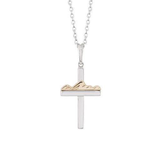 Teton Cross in Sterling Silver with 14K Solid Yellow Gold Mountain - Jackson Hole Jewelry Company