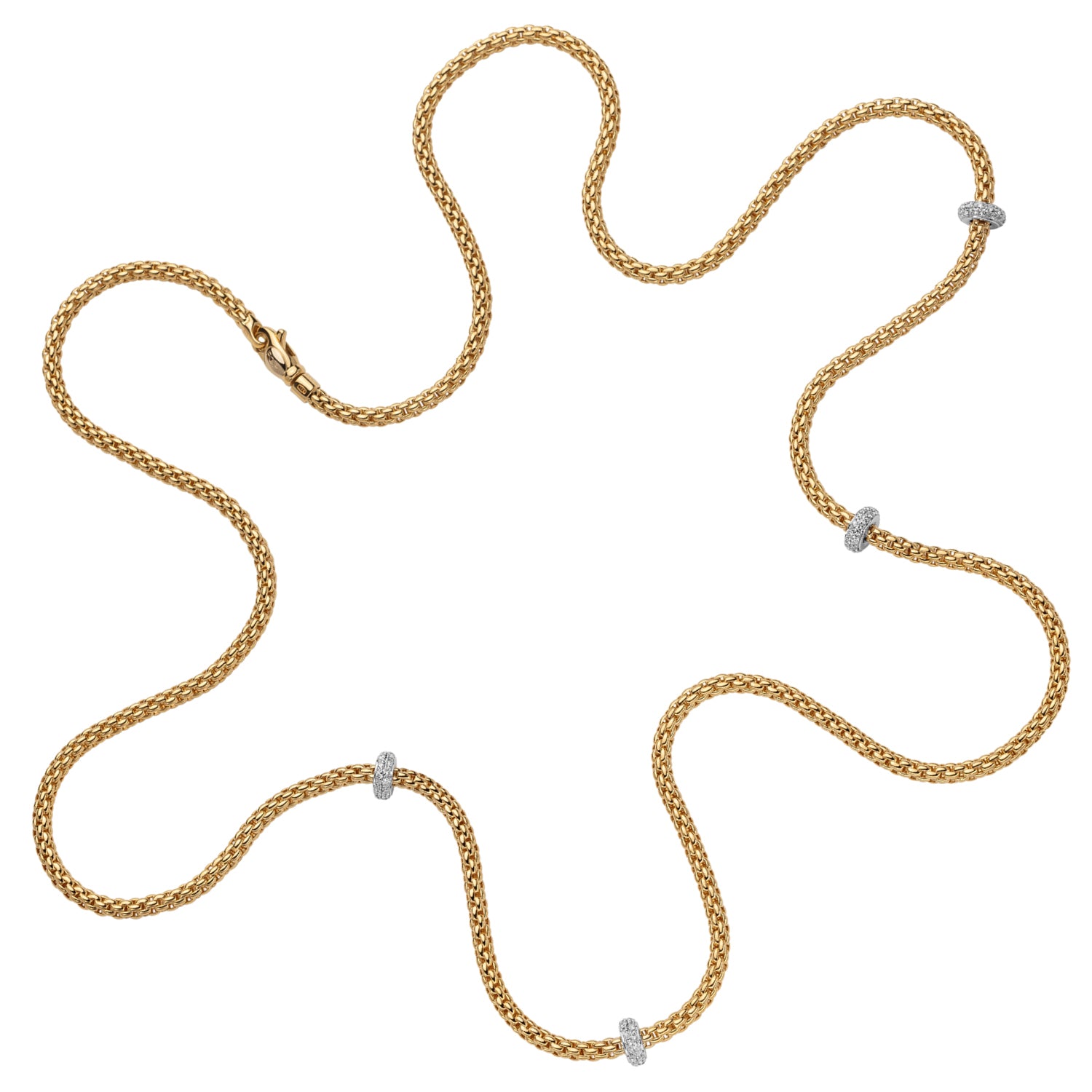 FOPE PRIMA 18K Gold Flex'it Necklace with White Diamond Rondels - 0.72 carats - Jackson Hole Jewelry Company