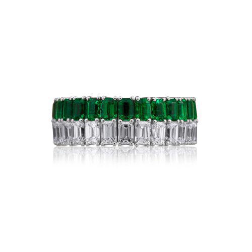Picchiotti Xpandable Ring in White Diamonds and Emeralds - Jackson Hole Jewelry Company