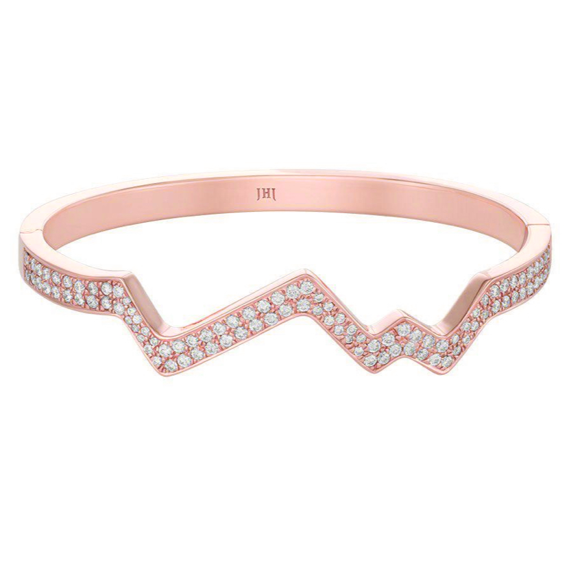 Hinged Teton Diamond Outline Stacking Bracelet in 18K Gold Rose - Jackson Hole Jewelry Company