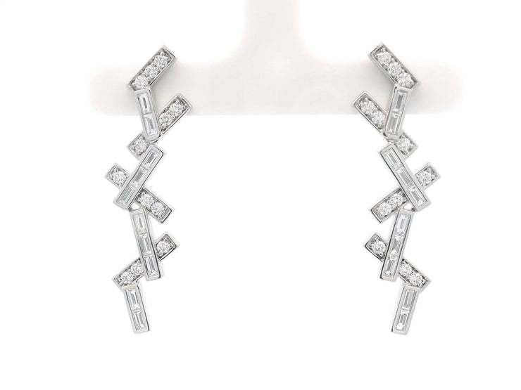 1.84CTTW BAGUETTE DROP STICK EARRINGS IN 18KWG