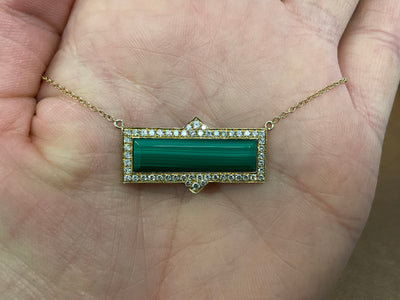 DOVES 18K YELLOW GOLD GREEN MALACHITE AND DIAMOND NECKLACE - Jackson Hole Jewelry Company