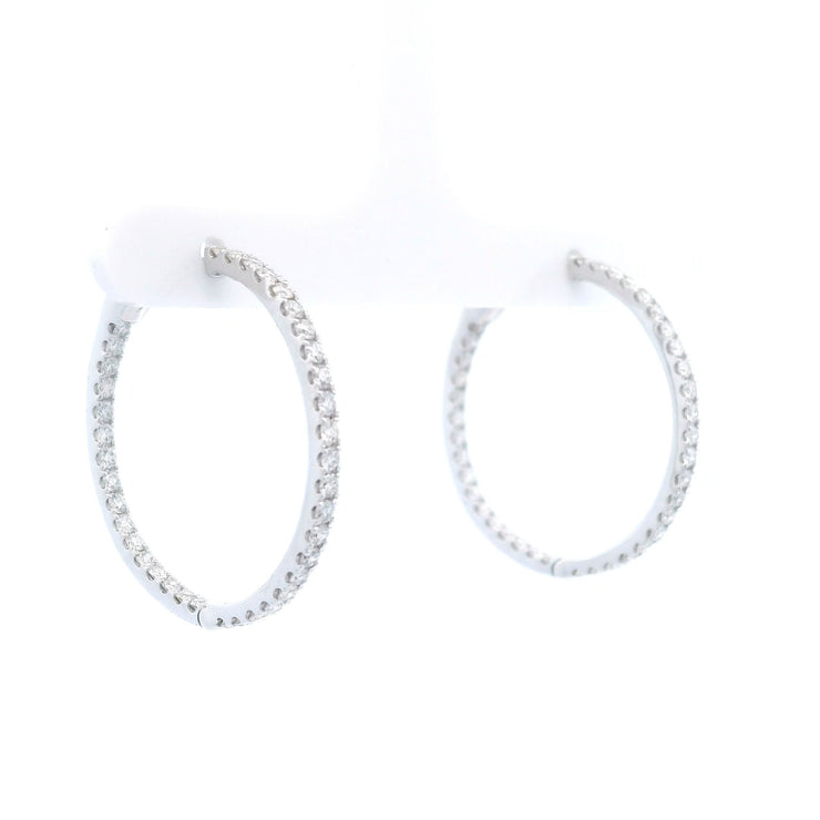 Elegant 1.50cttw Diamond Hoops in 14K White Gold - Jackson Hole Jewelry Company