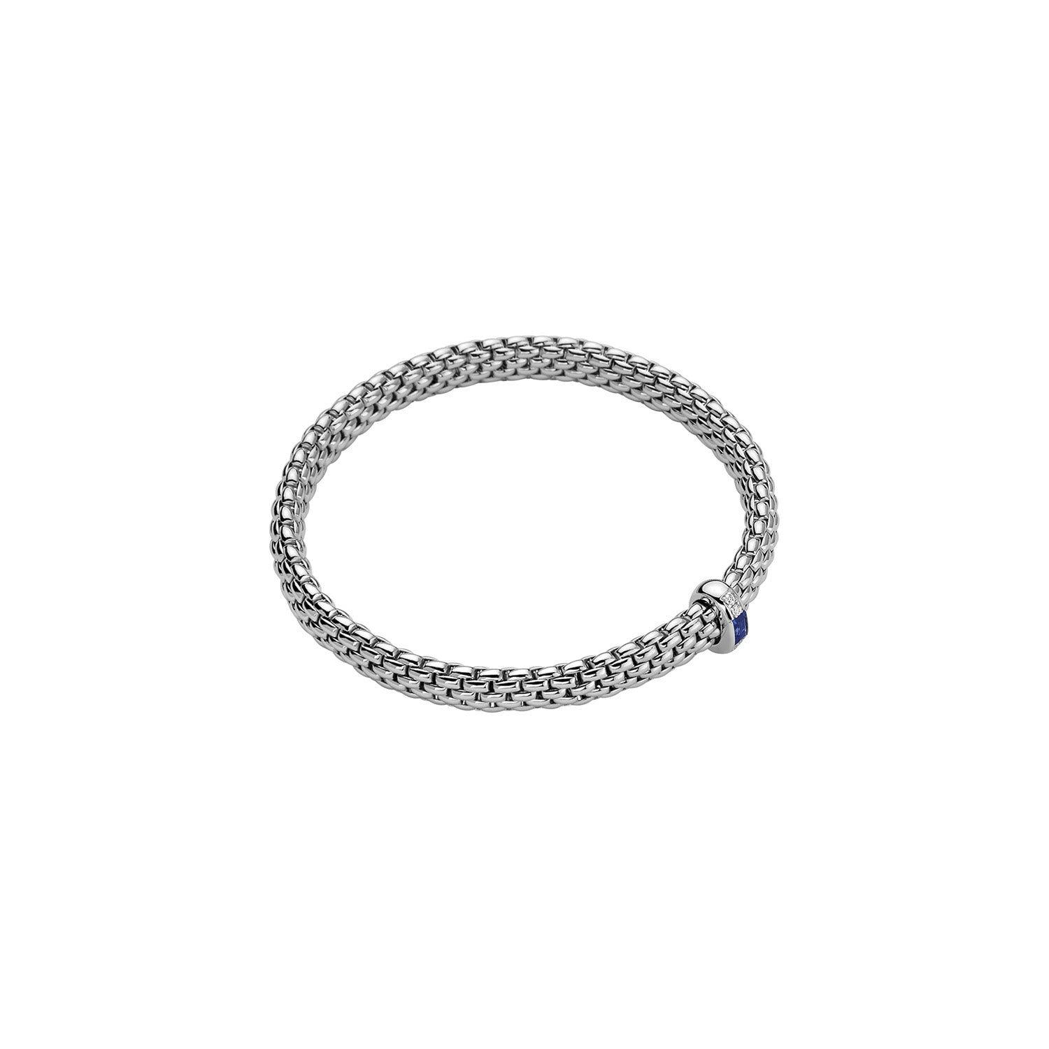 FOPE VENDOME 18K Gold Flex'it Bracelet with White Diamonds and Blue Sapphire - 0.04 carats - Jackson Hole Jewelry Company