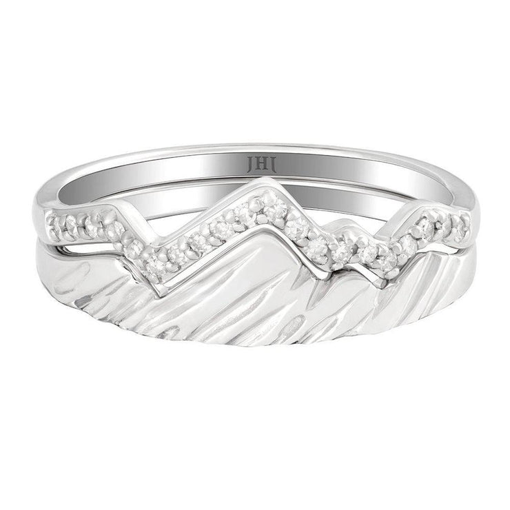 Limited Edition 18 Karat White Teton Stacking Rings™ (2 Ring Set) - Jackson Hole Jewelry Company