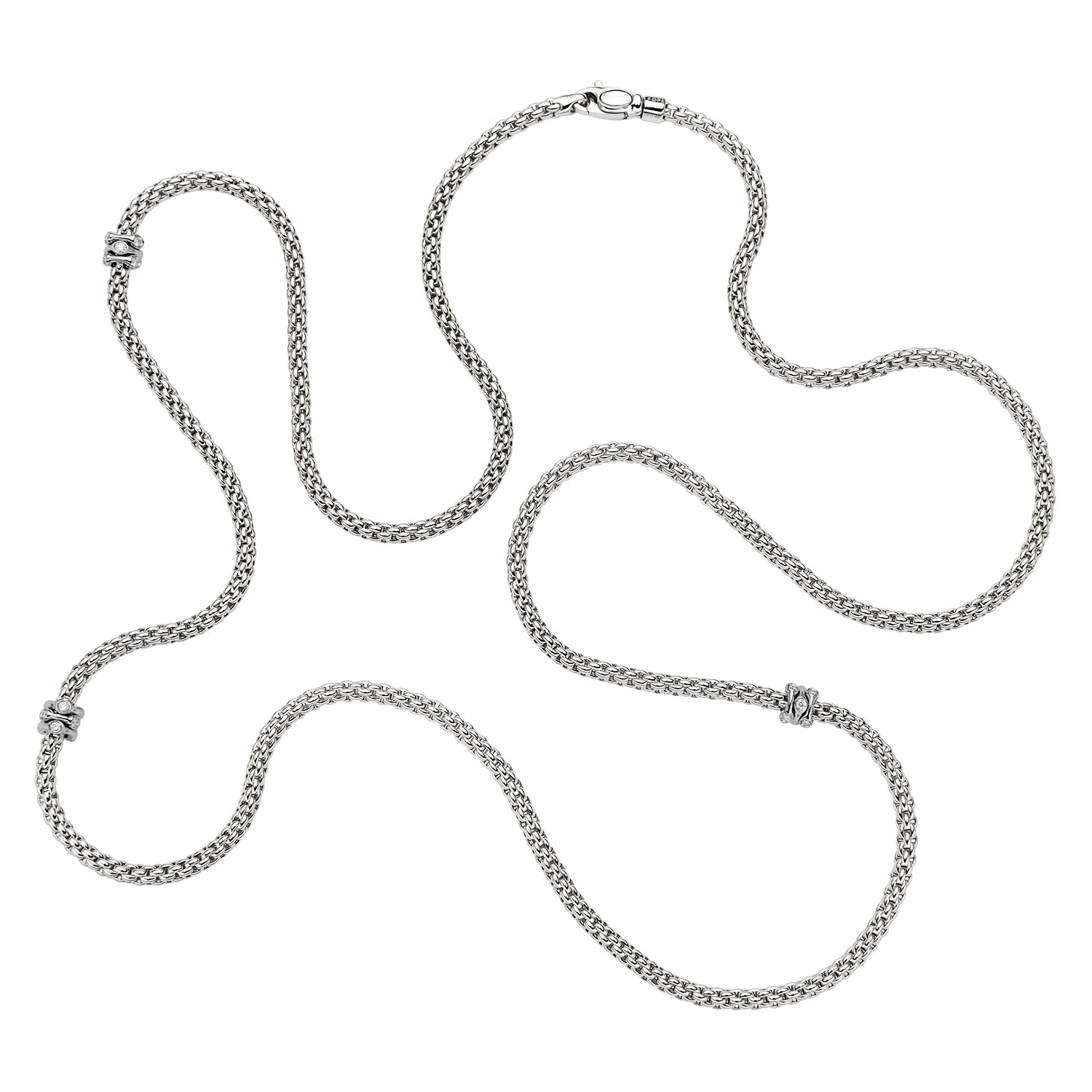 FOPE PRIMA 18K Gold Multi-Charm Flex'it Necklace with White Diamonds - 0.37 carats - Jackson Hole Jewelry Company