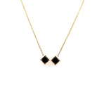 Expert Level Ski Necklace Featuring two 4.5mm Double Black Diamond set in 14 Karat Yellow Gold - Jackson Hole Jewelry Company