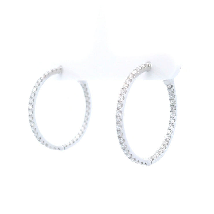 Elegant 1.50cttw Diamond Hoops in 14K White Gold - Jackson Hole Jewelry Company