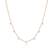 Rose Gold Ball Chain with Pear Shape Diamonds - Jackson Hole Jewelry Company